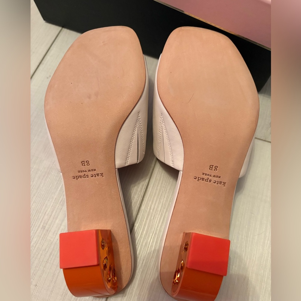 NIB Kate Spade Citrus Slide Sandals Women's Parchment (Off-White & Orange) sz 8 - Picture 6 of 6